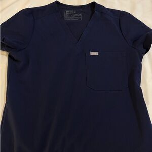 Figs Deep Blue V-Neck Scrub Top